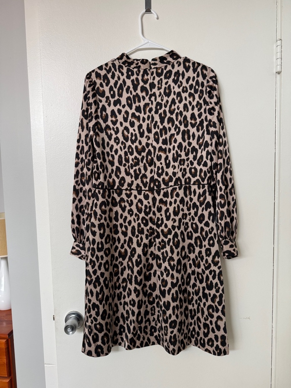 Ann Taylor Leopard Print Long Sleeve Dress in Beige and Black - Picture 3 of 5